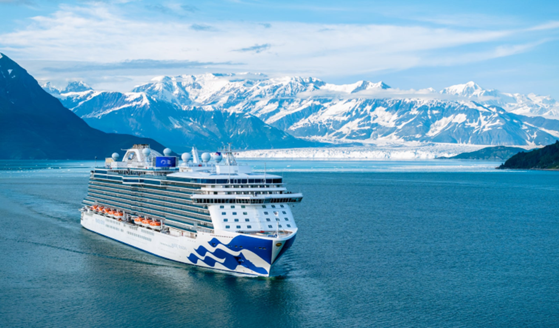 A cruise ship gliding through Alaska's Inside Passage